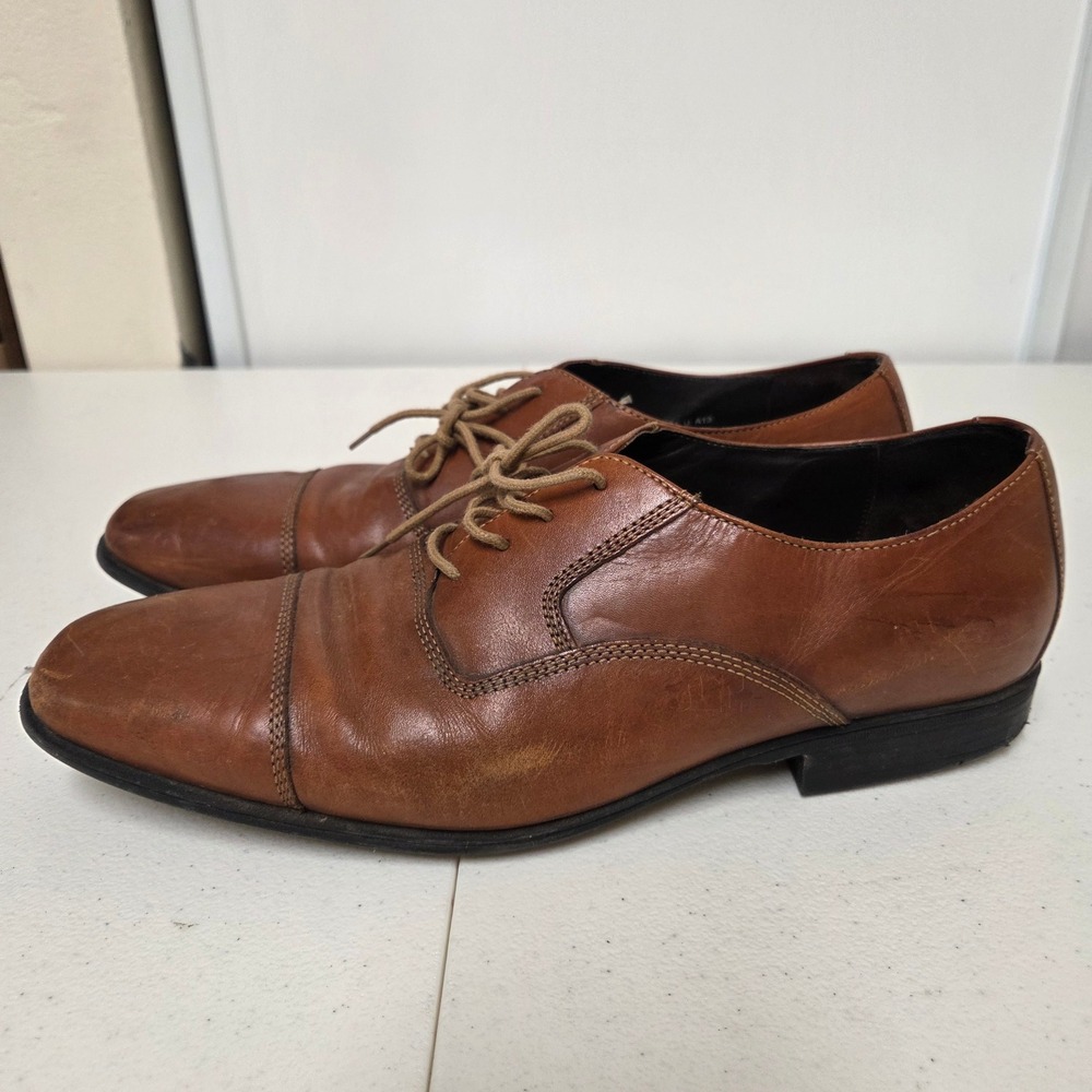 Cole Haan Mens C10024 British Tan Leather Cap Toe Derby Dress Shoes Size 9.5 M